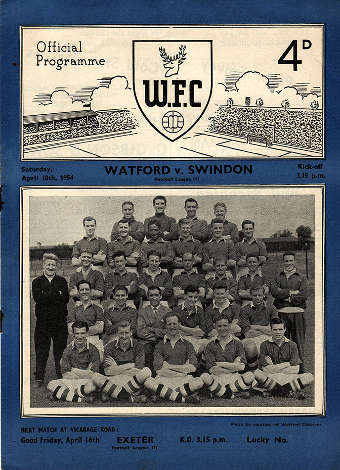<b>Saturday, April 10, 1954</b><br />vs. Watford (Away)